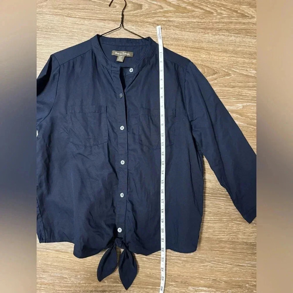 Tommy Bahama Tie Front Button Down Linen Blend Short Sleeve Shirt Size S - Picture 12 of 12